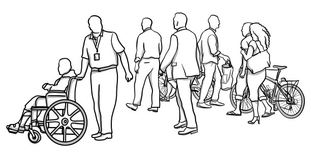 轮椅辅助人行道人群图片下载