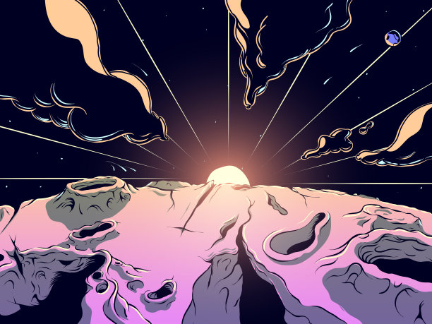 月球或行星上空的太阳空间。图片下载