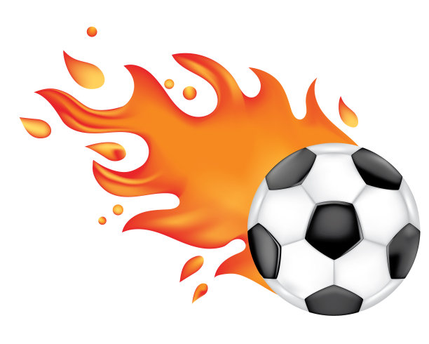 足球或足球与火焰图片下载