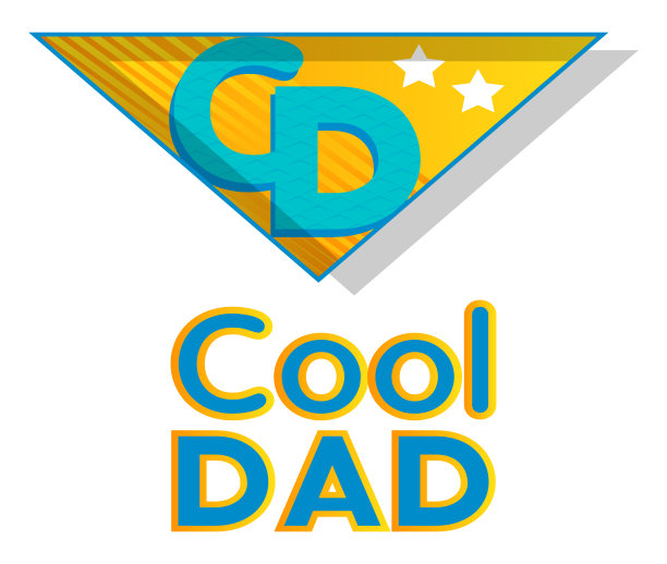 超级英雄的盾形纹章上有酷爸爸的图标。彩色漫画书风格矢量插图。图片下载