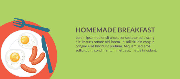 可爱早餐食品横幅图片下载