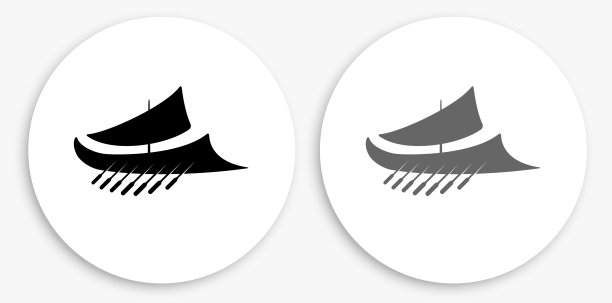 古罗马船黑白圆形图标图片下载