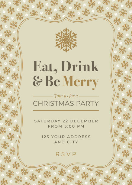 雪花图案的圣诞派对邀请。图片下载