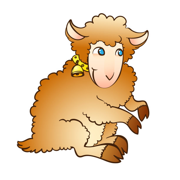 矢量插图的一个精灵羔羊与铃铛上的衣领图片下载