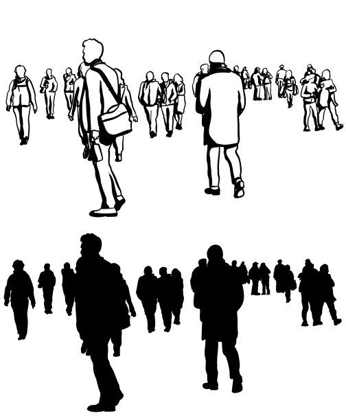 广场路人轮廓图片下载