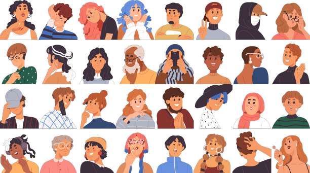 多样的人物头像和现代肖像设置图片下载