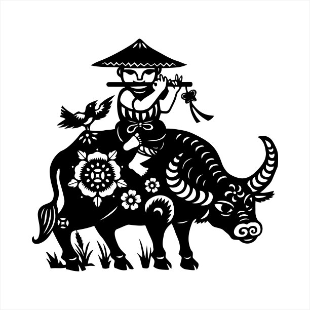 牛年剪纸，牛年，2021年，新年快乐，中国新年图片下载