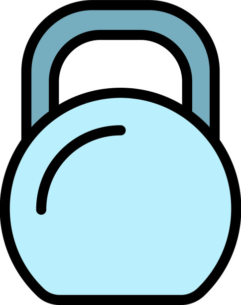 金属壶铃图标颜色轮廓图片下载