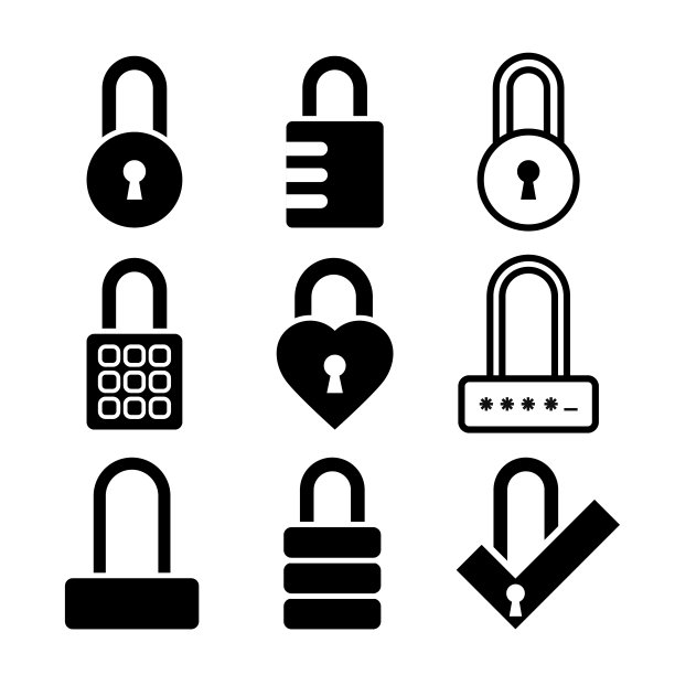 一套挂锁图标。图片下载