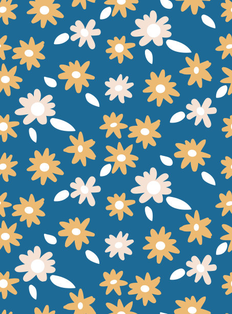 最小可爱的手绘雏菊背景矢量无缝图案。春夏印花图片下载