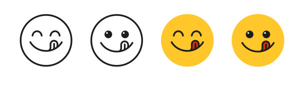 舌头舔嘴的美味微笑表情。美味可口的美食象征社交网络。美味和饥饿的图标。可口的美食。享受食物的迹象。矢量插图孤立在白色背景图片下载