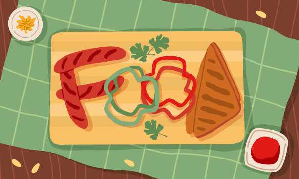 字食品顶部视图的卡通盘子图片下载