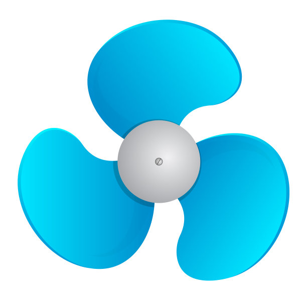 风扇螺旋桨叶片。旋转三个和四个叶片涡轮机。现实向量孤立在白色背景图片下载