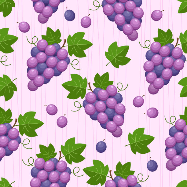 红葡萄和叶无缝图案。图片下载
