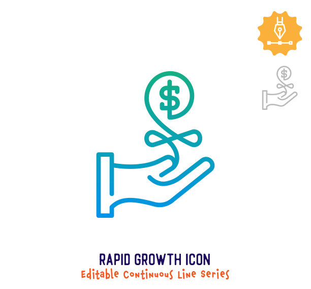 快速增长连续线可编辑图标图片下载