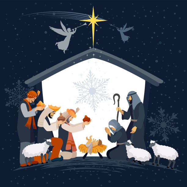 神圣的夜晚。圣诞节的晚上。耶稣的诞生。三位智者。图片下载