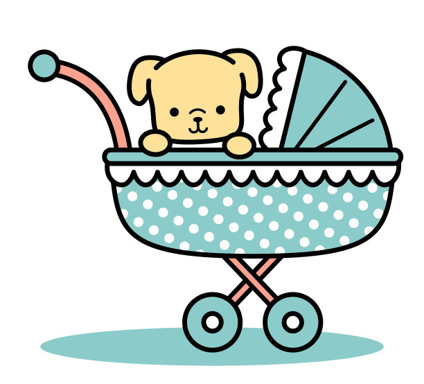 婴儿车里可爱的小狗图片下载