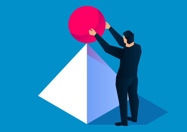 商人控制在金字塔顶端的红球，防止失去平衡下降，商业概念插图，强大的控制图片下载