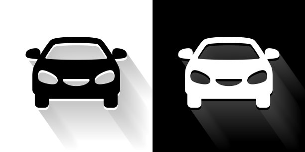 汽车黑白图标与长影子图片下载