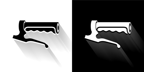 自行车把手黑色和白色图标与长影子图片下载