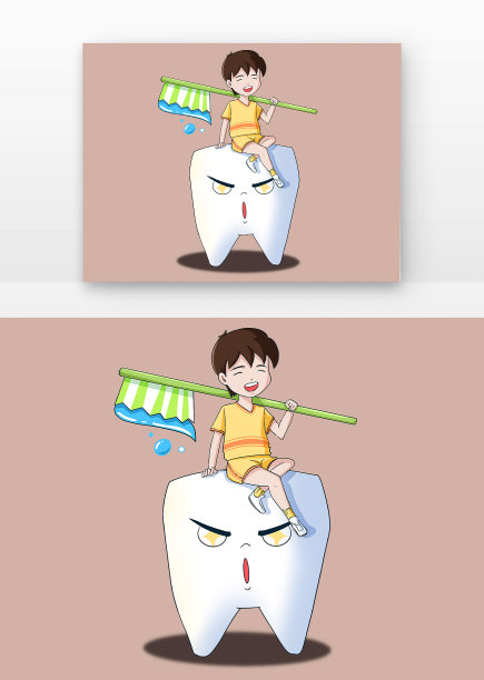 人物拿着牙刷与牙齿组合图片下载