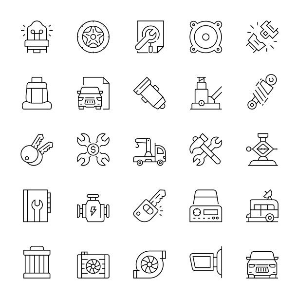 线图标集汽车配件图片下载