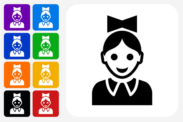 女孩脸图标方形按钮设置图片下载