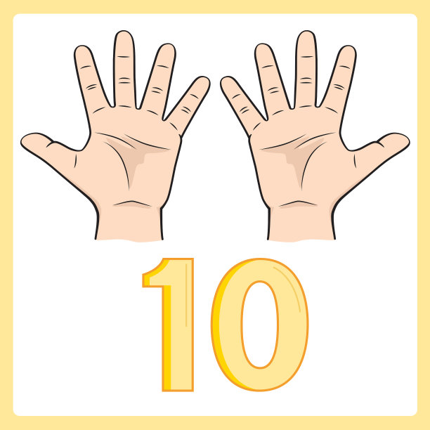 用于儿童早期数数教学的手指教材插图 手-身体第10部分图片下载