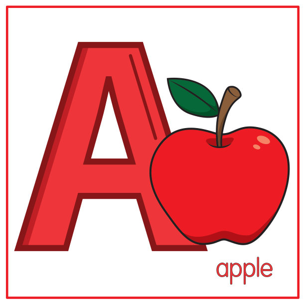 矢量插图的苹果字母大写字母为孩子学习实践ABC图片下载