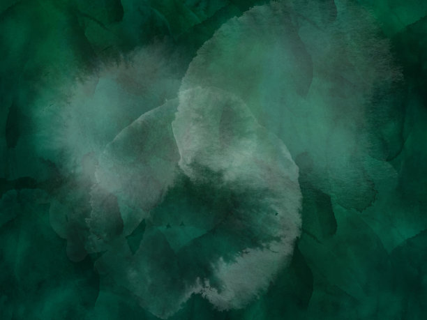 翠绿色的颜料溅起水珠。水彩笔触设计元素。翠绿色手绘抽象纹理。图片下载