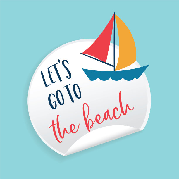 帆船海滩横幅贴纸图片下载