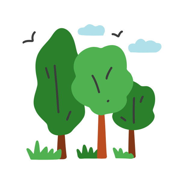 森林卡通风格图标。彩色符号矢量插图图片下载