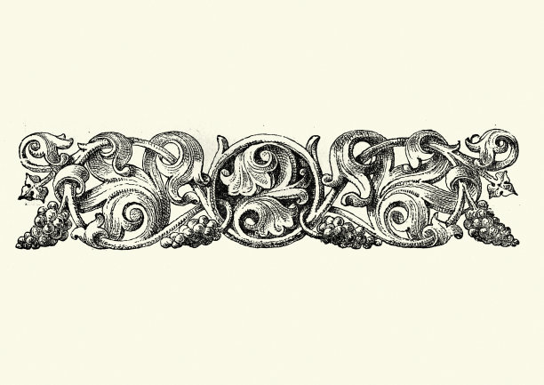 葡萄藤上的葡萄，新古典设计元素，木刻图片下载