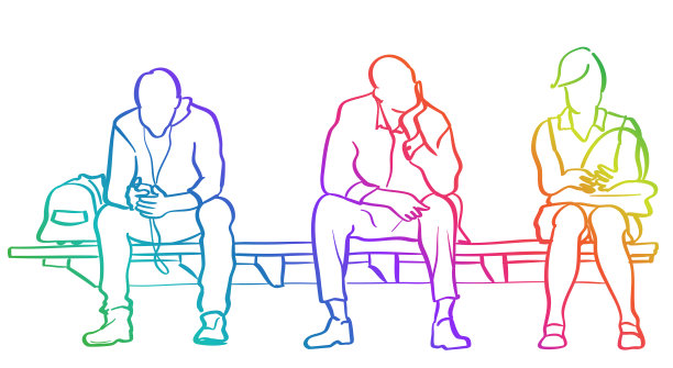 三个人等地铁彩虹图片下载