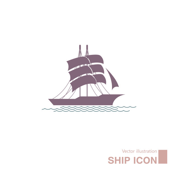 矢量绘制的船图标。图片下载