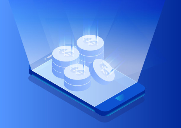 智能手机、在线金融、在线钱包上的一堆金币图片下载