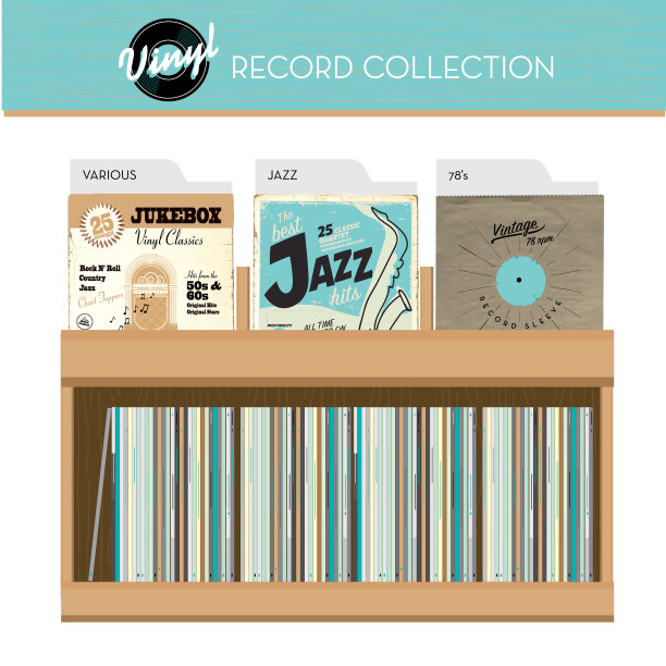唱片店陈列用的唱片柜图片下载