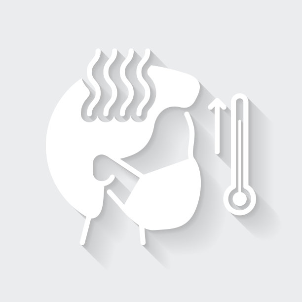 高温者。图标与空白背景上的长阴影-平面设计图片下载