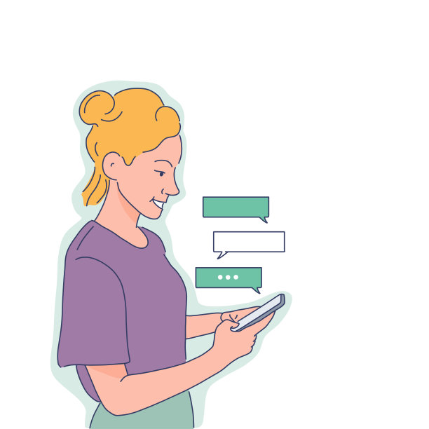 使用智能手机概念矢量插图的年轻女孩图片下载