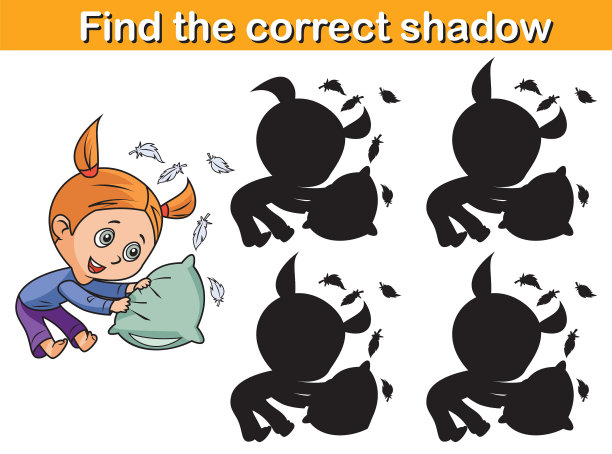 找到正确的影子游戏的孩子，孩子玩枕头战斗图片下载