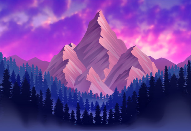 山景日落与云图片下载