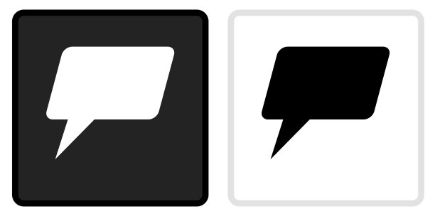 聊天泡泡图标上的黑色按钮与白色滚动图片下载