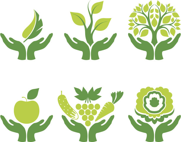 绿色理念与手握自然元素图片下载