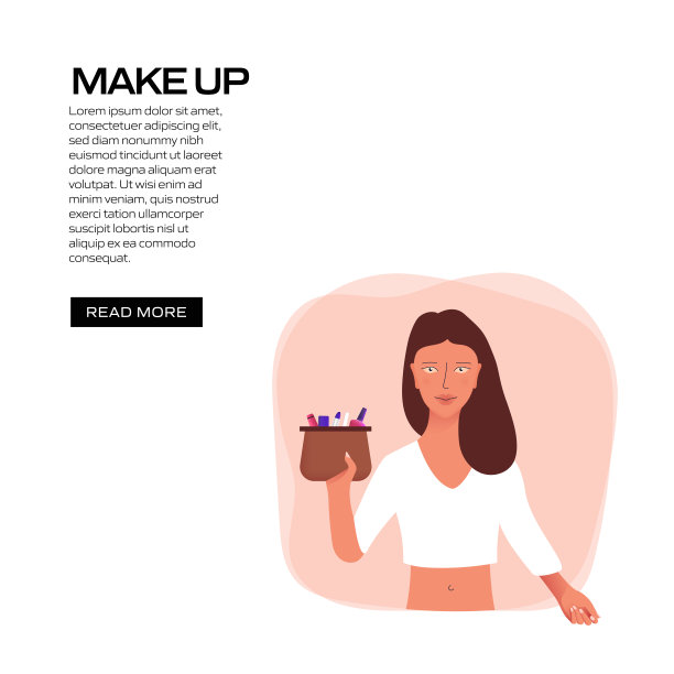 化妆概念彩色矢量插图在平面卡通风格。美，身体护理和化妆品相关的现代矢量插图的社交媒体帖子图片下载