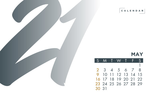 2021年5月。日历2021设计模板周从周日开始。股票插图图片下载