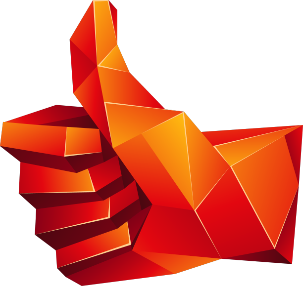 红色低聚拇指在白色背景上的图标图片下载