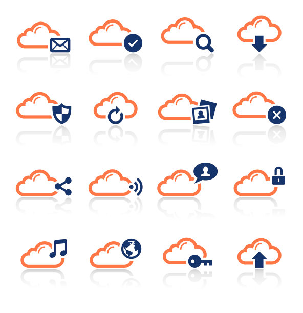 云计算和媒体两个颜色图标集图片下载