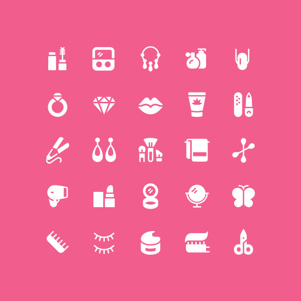 平面化妆品和美容图标图片下载