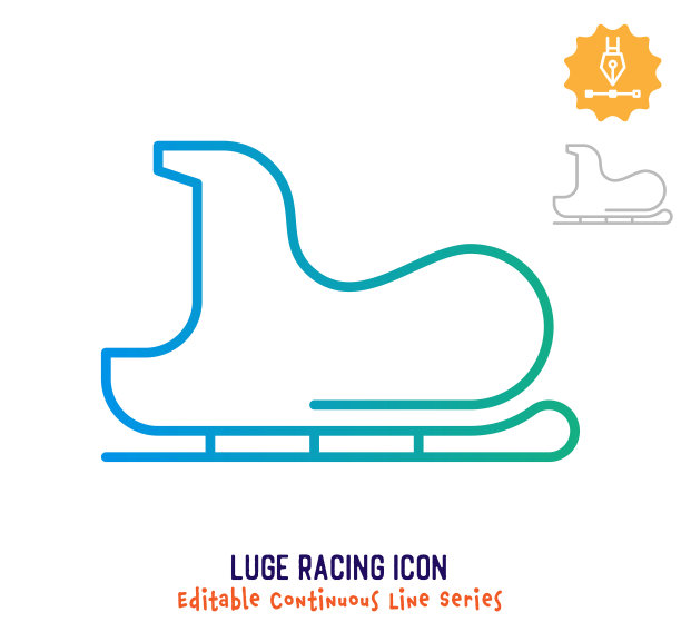 雪橇比赛连续线可编辑的行程线图片下载