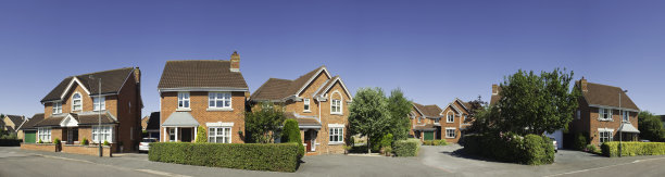 夏日郊区街景全景。图片下载